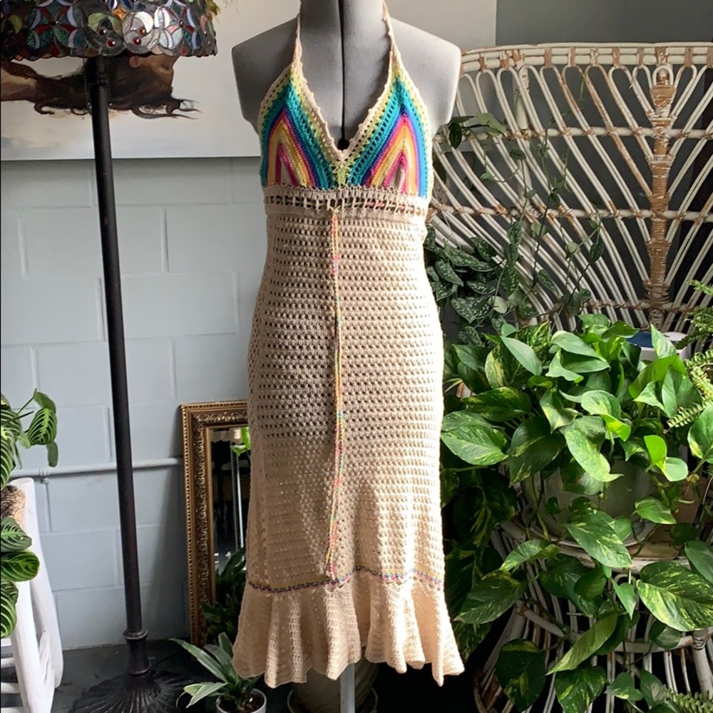 Free people rainbow crochet dress